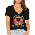 Vintage Class Of 1976 50 Years Later Reunion 50th Graduation Women's Jersey Short Sleeve Deep V-Neck Tshirt