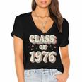 Vintage Class Of 1976 76 High School Graduation Women's Jersey Short Sleeve Deep V-Neck Tshirt