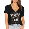 Vintage Hot Rods USA Forever Classic Car Nostalgia Women's Jersey Short Sleeve Deep V-Neck Tshirt