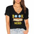 Women's Adorable Book Nerd Typography Minimalist Library Lover Women's Jersey Short Sleeve Deep V-Neck Tshirt
