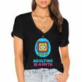 Women's Adulting Is A Myth Retro Pixel Pet Nostalgia Millennials Women's Jersey Short Sleeve Deep V-Neck Tshirt