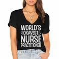 World's Okayest Nurse Practitioner NP Graduation Women's Jersey Short Sleeve Deep V-Neck Tshirt