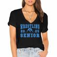 Wrestling Senior Night Wrestling Senior 2025 Graduation 44 Women's Jersey Short Sleeve Deep V-Neck Tshirt