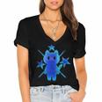 Yk2 Grunge Earthy Blue Cat With Stars Tomboy 90s Nostalgia Women's Jersey Short Sleeve Deep V-Neck Tshirt Yk2 Grunge Earthy Blue Cat With Stars Tomboy 90s Nostalgia Women's Jersey Short Sleeve Deep V-Neck Tshirt