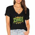 ZING Comic Book Retro Artwork – Cartoon Collector Women's Jersey Short Sleeve Deep V-Neck Tshirt