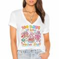 100th Day Of School Teacher 100 Days Coffee Books Women's Jersey Short Sleeve Deep V-Neck Tshirt 100th Day Of School Teacher 100 Days Coffee Books Women's Jersey Short Sleeve Deep V-Neck Tshirt