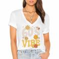 60's Vibe Vintage Nostalgia Mixtape Era 1960s Party Groovy Women's Jersey Short Sleeve Deep V-Neck Tshirt
