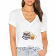 67 Read Every Night Quote For Book Lovers &Coffee Fans Women's Jersey Short Sleeve Deep V-Neck Tshirt