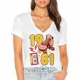 80s Vibes Mixed Tapes & Roller Skates 1981 Nostalgia Retro Women's Jersey Short Sleeve Deep V-Neck Tshirt 80s Vibes Mixed Tapes & Roller Skates 1981 Nostalgia Retro Women's Jersey Short Sleeve Deep V-Neck Tshirt
