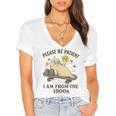 90s Manatee Humor Please Patient I'm From The 1900s Women's Jersey Short Sleeve Deep V-Neck Tshirt
