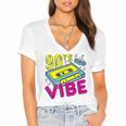 90's Vibe Retro Style Cassette Tape Nostalgia 1990s Party Women's Jersey Short Sleeve Deep V-Neck Tshirt 90's Vibe Retro Style Cassette Tape Nostalgia 1990s Party Women's Jersey Short Sleeve Deep V-Neck Tshirt