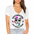 Antisocial Pit Bull Mom Pittie Introvert Dog Lover Pit Bull Women's Jersey Short Sleeve Deep V-Neck Tshirt