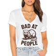Bad At People Ferret Introvert Saying Slogan Women's Jersey Short Sleeve Deep V-Neck Tshirt Bad At People Ferret Introvert Saying Slogan Women's Jersey Short Sleeve Deep V-Neck Tshirt