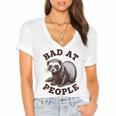 Bad At People Ferret Introvert Saying Slogan Tee Women's Jersey Short Sleeve Deep V-Neck Tshirt Bad At People Ferret Introvert Saying Slogan Tee Women's Jersey Short Sleeve Deep V-Neck Tshirt