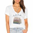 Barely Tolerable Book Lover Floral Quote Pride And Prejudice Women's Jersey Short Sleeve Deep V-Neck Tshirt