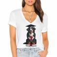 Bernese Mountain Dog Graduation Cap Graduate Training School For Men Women Girls Kids Women's Jersey Short Sleeve Deep V-Neck Tshirt