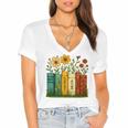 Book Flower 8647 Foxtrots Deltas Tangos Women's Jersey Short Sleeve Deep V-Neck Tshirt