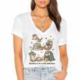 Book Lover Bookish Bookworm Reading Is My Otter-Obsession Women's Jersey Short Sleeve Deep V-Neck Tshirt