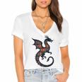 Book Lover Bookworm Reading Books Dragon Women's Jersey Short Sleeve Deep V-Neck Tshirt