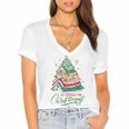 All Booked For Christmas Book Xmas Tree Lights Reading Girly Women's Jersey Short Sleeve Deep V-Neck Tshirt