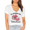 All Booked For Valentine Teacher Valentines Day Book Lover Women's Jersey Short Sleeve Deep V-Neck Tshirt
