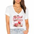 All Booked For Valentines Cute Book Lover Quote Women's Jersey Short Sleeve Deep V-Neck Tshirt