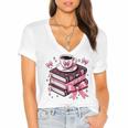 All Booked For Valentine's Teacher Coquette Bow Coffee Book Women's Jersey Short Sleeve Deep V-Neck Tshirt All Booked For Valentine's Teacher Coquette Bow Coffee Book Women's Jersey Short Sleeve Deep V-Neck Tshirt