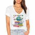 Books It's Okay To Be Kind Yellow Mental Health Day Kids Women's Jersey Short Sleeve Deep V-Neck Tshirt
