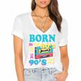 Born In The 80's But 90's Made Me Nostalgia Cassette Tape Premium Tri-Blend Women's Jersey Short Sleeve Deep V-Neck Tshirt