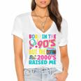 Born In The 90's But The 2000's Raised Me Y2K Nostalgia Women's Jersey Short Sleeve Deep V-Neck Tshirt