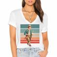 Boy Goose Vintage Rural Pastoral Charm Nostalgia Simple Life Women's Jersey Short Sleeve Deep V-Neck Tshirt