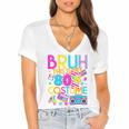 Bruh This Is My 80's Costume Nostalgia Mixtape 80s 90s Party Women's Jersey Short Sleeve Deep V-Neck Tshirt