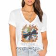 Buffering Glitched CD On Fire 2000s Nostalgia Women's Jersey Short Sleeve Deep V-Neck Tshirt
