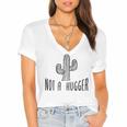 Cactus Not A Hugger Homebody Introvert Women's Jersey Short Sleeve Deep V-Neck Tshirt