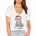 Cat Ew People Adult Humor Introvert Anti-Social Women's Jersey Short Sleeve Deep V-Neck Tshirt