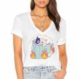 Cat Reading a Romance BookI Like My Books Extra Spicy Women's Jersey Short Sleeve Deep V-Neck Tshirt