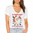 Christmas Bookish He Knows What You'Ve Been Reading Women Women's Jersey Short Sleeve Deep V-Neck Tshirt