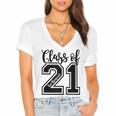 Class Of 2021 Senior 21 Cool Graduation Women's Jersey Short Sleeve Deep V-Neck Tshirt
