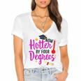 Class Of 2022 Four Degrees Hotter Graduation Day Master Grad Women's Jersey Short Sleeve Deep V-Neck Tshirt