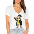 Class Of 2022 Sloth Graduation Masters College High School Women's Jersey Short Sleeve Deep V-Neck Tshirt