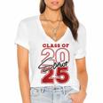 Class Of 2025 Senior 2025 Graduation Red Raglan Baseball Tee Women's Jersey Short Sleeve Deep V-Neck Tshirt