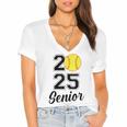 Class Of 2025 Softball Senior Graduation Graduate Women Women's Jersey Short Sleeve Deep V-Neck Tshirt