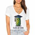 Class Of 2026 Graduation Pickle Trendy Graduate Humor Women's Jersey Short Sleeve Deep V-Neck Tshirt