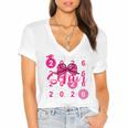 Class Of 2026 Senior Coquette Pink Bow Graduation Family Premium Tri-Blend Women's Jersey Short Sleeve Deep V-Neck Tshirt