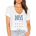 Class Of 2031 Graduation T-Shirt With Space For Handprints Women's Jersey Short Sleeve Deep V-Neck Tshirt