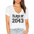 Class Of 2043 Grow With Me Graduation First Day Of School Women's Jersey Short Sleeve Deep V-Neck Tshirt