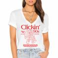 Clickin' Since The 90s Retro Computer Nostalgia Women's Jersey Short Sleeve Deep V-Neck Tshirt