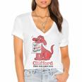 Clifford The Big Red Dog Let's Read Together Vintage Book Women's Jersey Short Sleeve Deep V-Neck Tshirt