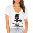 College High School Graduation Grad 2018 Shirt Women's Jersey Short Sleeve Deep V-Neck Tshirt