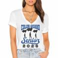 Color Guard Senior 2026 Flags Marching Band Graduation Grad Women's Jersey Short Sleeve Deep V-Neck Tshirt